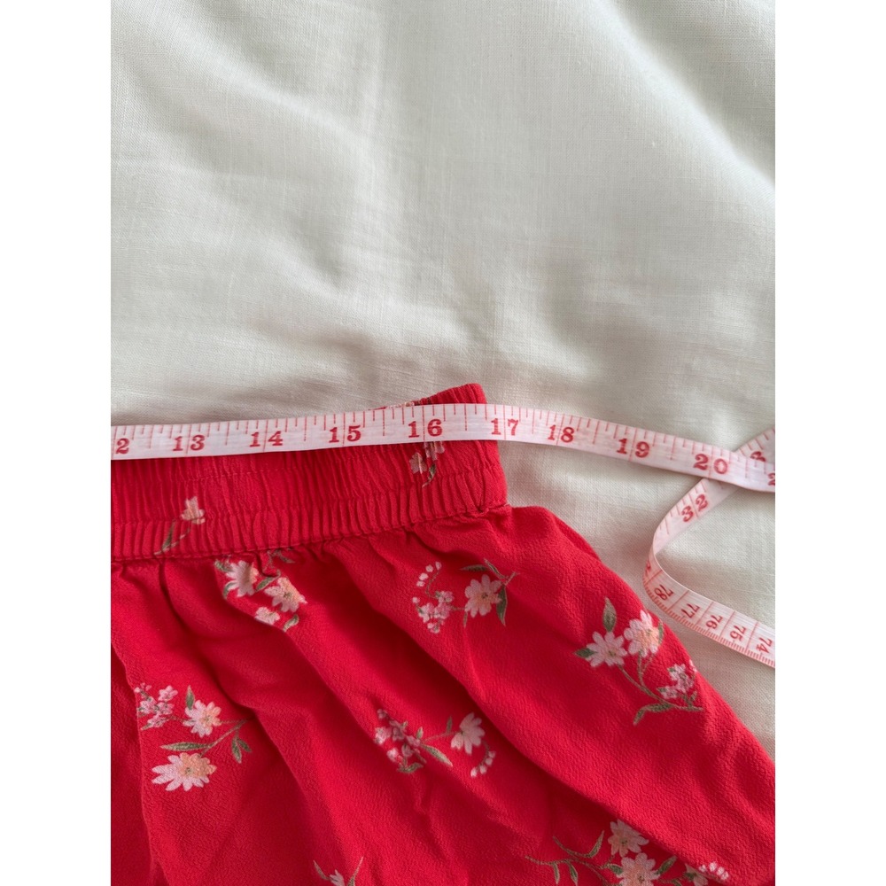 American Eagle Floral Tiered Mini Skirt XL Red Coral Boho Cottagecore Ruffle - Picture 6 of 6